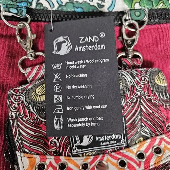 Zand Amsterdam Mini Skirt Womens OS Maroon Corduroy Reversible W Purse Boho - Picture 4 of 14